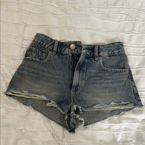 Garage dark wash mini denim shorts